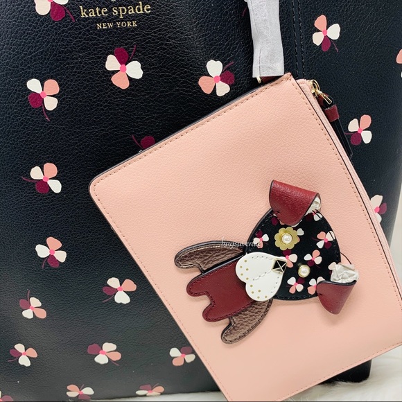Black multi reversible pup floral Kate spade tote - Picture 2 of 8